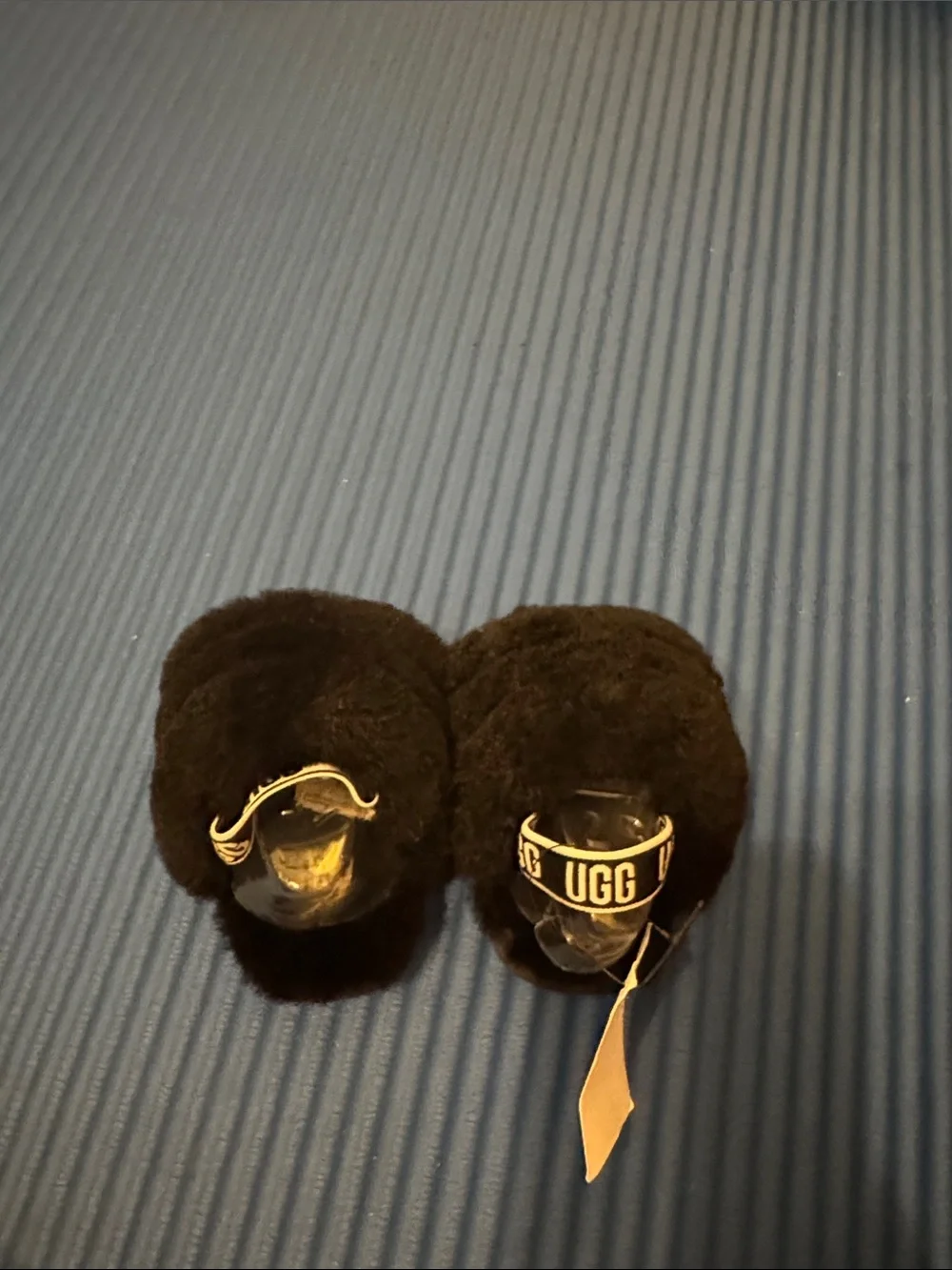 UGG Kids Black Shearling Pom Pom Slippers